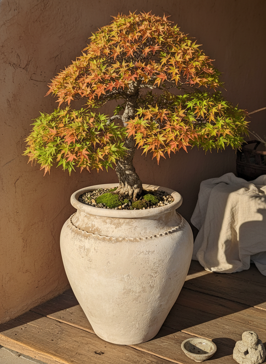 Vaso terracota artesanal Kora G, feito artesanalmente em Portugal. Decoração de interiores; Design biofílico; Decoração Japandi, minimalista, rústico, mediterrânico, farmhouse e cottage.