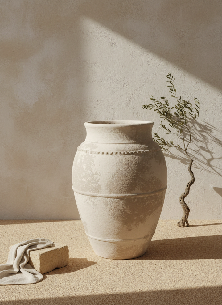 Vaso terracota artesanal LAMOUR E feito à mão Portugal. Decoração sustentável; Design de interiores; decoração e design biofílico; Decoração minimalista, wabi-sabi, rústica, mediterrânico e farmehouse.