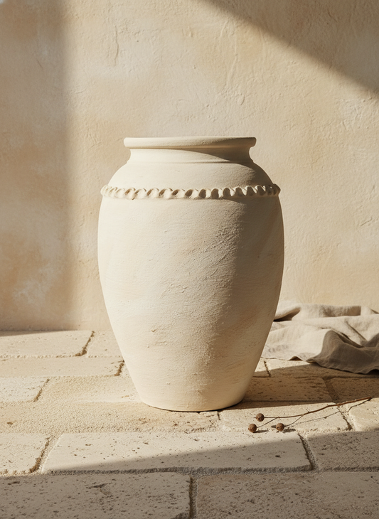 Vaso terracota artesanal EXC 16, handmade em Portugal. Design de interiores, decoração sustentável; design biofílico; Decoração wabi-sabi, farmhouse, Japandi, minimalista, mediterrânica, cottagecore e moderno