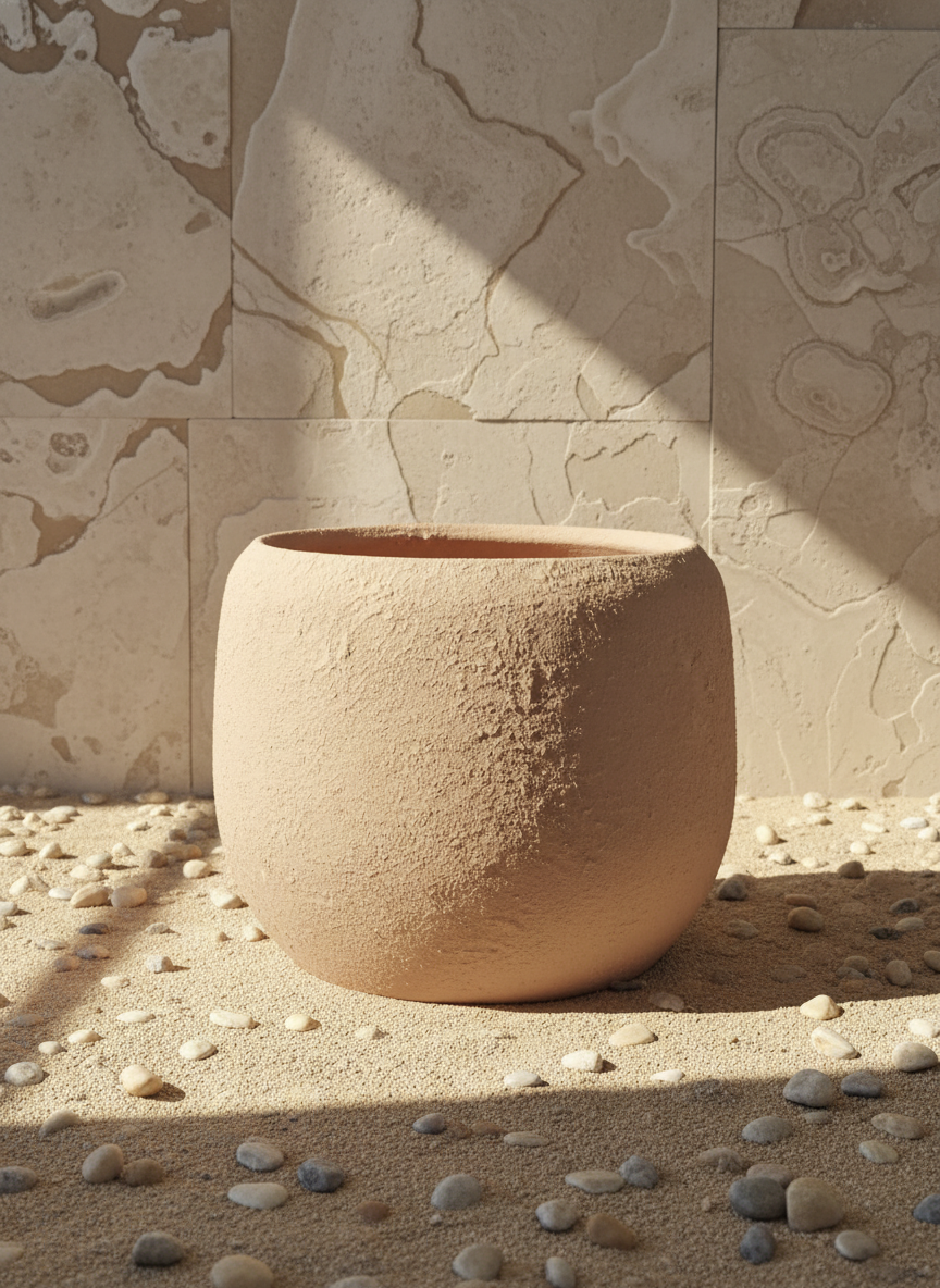 Vaso terracota artesanal EXC 14, handmade em Portugal. Decoração wabi-sabi, farmhouse, Japandi, minimalista, mediterrânica, cottagecore e moderno. Design de interiores, decoração sustentável; design biofílico;