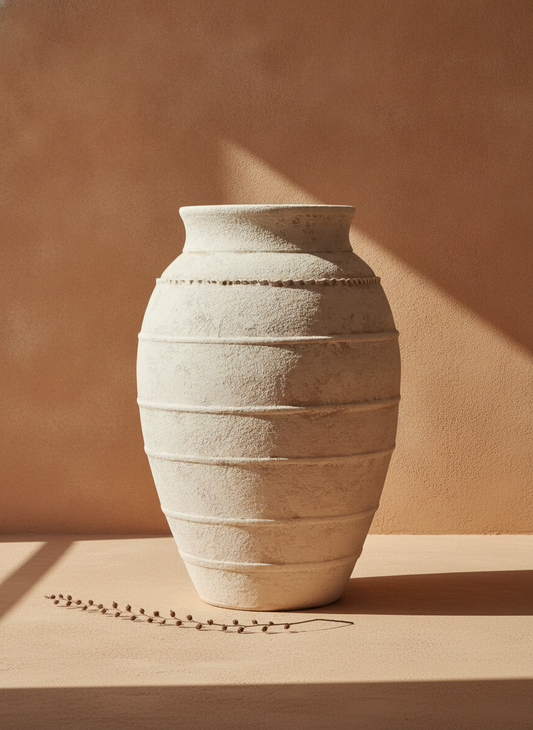 Vaso terracota artesanal LAMOUR J feito à mão Portugal. Decoração sustentável; Decoração orgânica; decoração e design biofílico; Decoração minimalista, wabi-sabi, rústica, mediterrânico e farmehouse. Design de interiores;