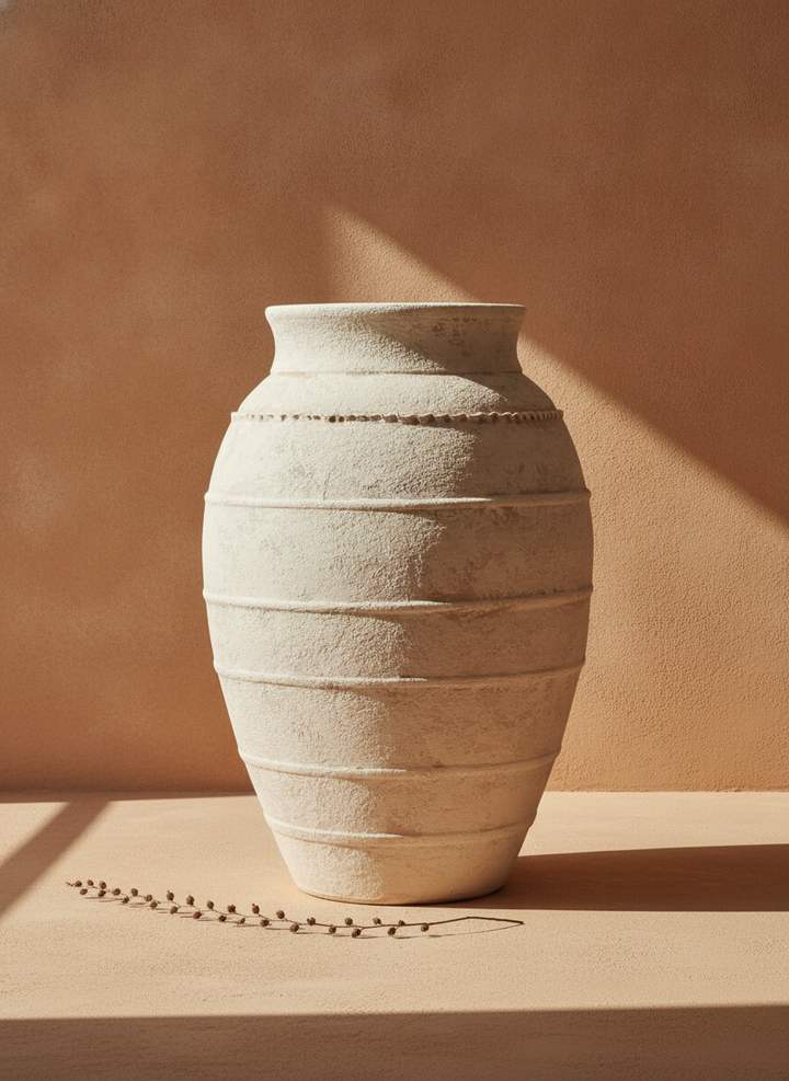 Vaso terracota artesanal LAMOUR J feito à mão Portugal. Decoração sustentável; Decoração orgânica; decoração e design biofílico; Decoração minimalista, wabi-sabi, rústica, mediterrânico e farmehouse. Design de interiores;