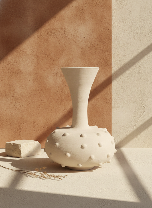 Vaso terracota artesanal EXC 20, handmade em Portugal. Decoração wabi-sabi, farmhouse, Japandi, minimalista, mediterrânica, cottagecore e moderno. Design de interiores sustentável; design biofílico. Decoração orgânica;