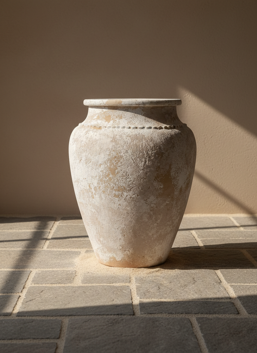 Vaso terracota artesanal Kora L, artesanato made in em Portugal. Decoração de interiores; Design biofílico; Decoração sustentável nos estilos: Japandi, minimalista, rústico, mediterrânico, farmhouse e cottage.