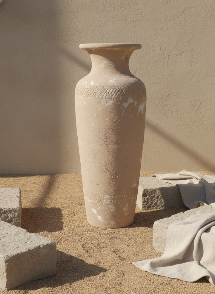 Vaso terracota artesanal EXC 17, handmade em Portugal. Estilo orgânico; Decoração orgânica; cottagecore, wabi-sabi, farmhouse, Japandi, minimalista, mediterrânica e moderno. Design de interiores sustentável; design biofílico;
