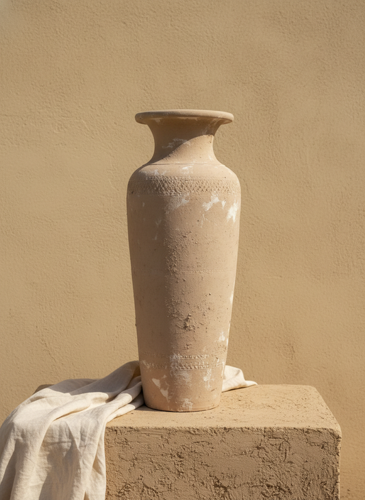 Vaso terracota artesanal EXC 17, handmade em Portugal. Estilo orgânico; Decoração orgânica; cottagecore, wabi-sabi, farmhouse, Japandi, minimalista, mediterrânica e moderno. Design de interiores sustentável; design biofílico;