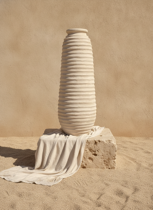 Vaso terracota artesanal EXC 23, handmade em Portugal. Design de interiores sustentável; design biofílico. Decoração orgânica; Decoração wabi-sabi, farmhouse, Japandi, minimalista, mediterrânica, cottagecore e moderno.