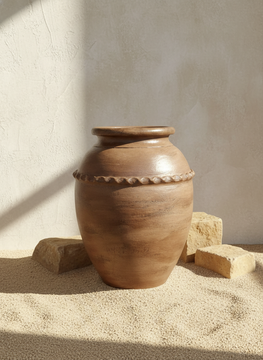 Vaso terracota artesanal RÚSTICO X. Feito à mão em Portugal com inspiração nos estilos minimalista, rústico, mediterrânico, Japandi, estilo wabi-sabi e farmehouse. Design biofílico; Decoração de interiores e exteriores