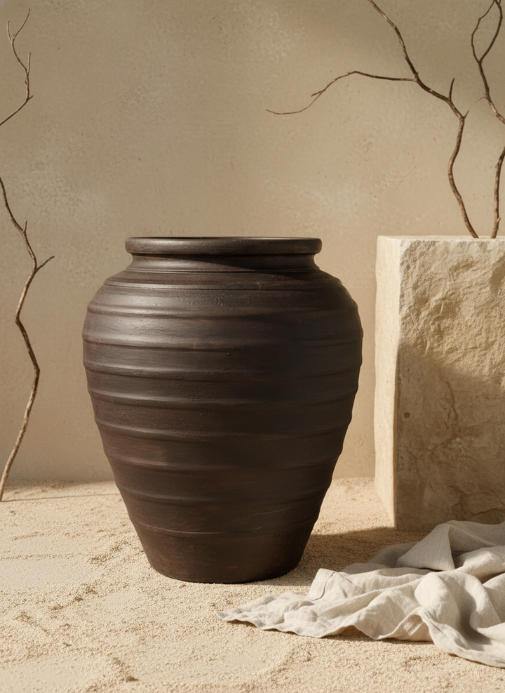 Vaso terracota artesanal Rústico C, feito artesanalmente em Portugal. Decoração minimalista, rústico, mediterrânico, farmhouse e cottage. Decoração de interiores; Design biofílico; Decoração sustentável