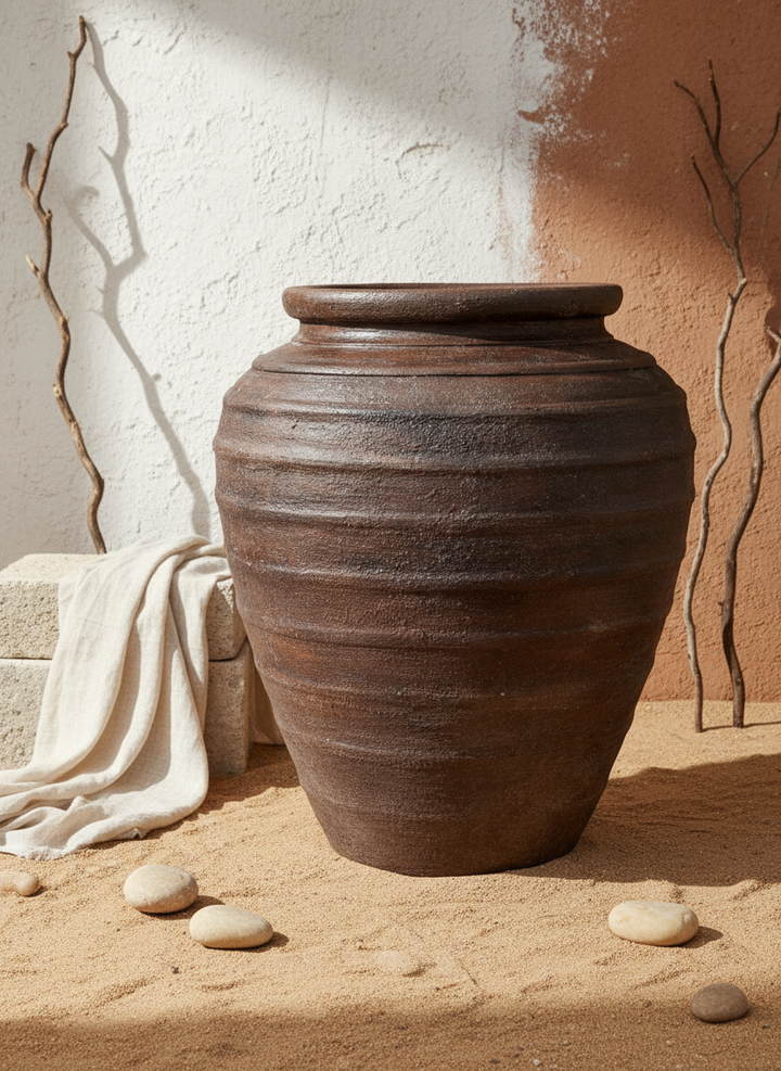 Vaso terracota artesanal RÚSTICO I feito à mão Portugal. Estilos cottagecore, rústico, mediterrânico, Japandi, estilo wabi-sabi e farmehouse. Decoração de interiores; design biofílico;