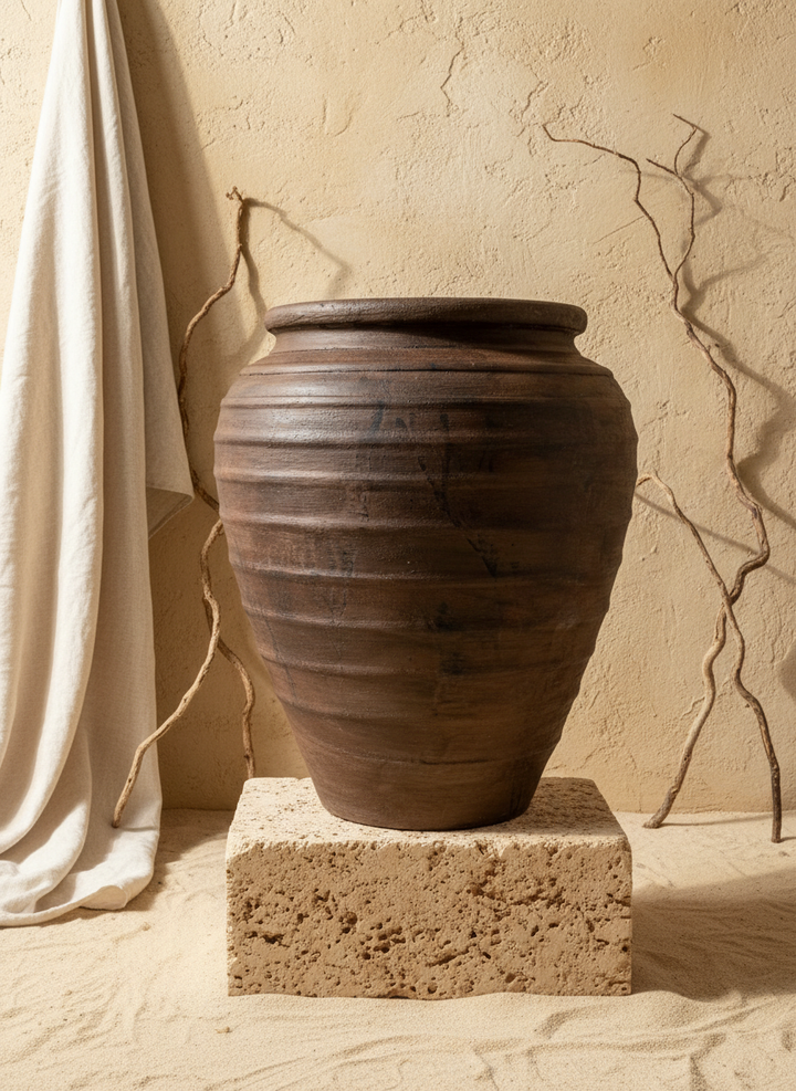 Vaso terracota artesanal Rústico E, feito em Portugal. Decoração minimalista, rústico, mediterrânico, farmhouse e cottage. Decoração de interiores; Design biofílico; Decoração sustentável