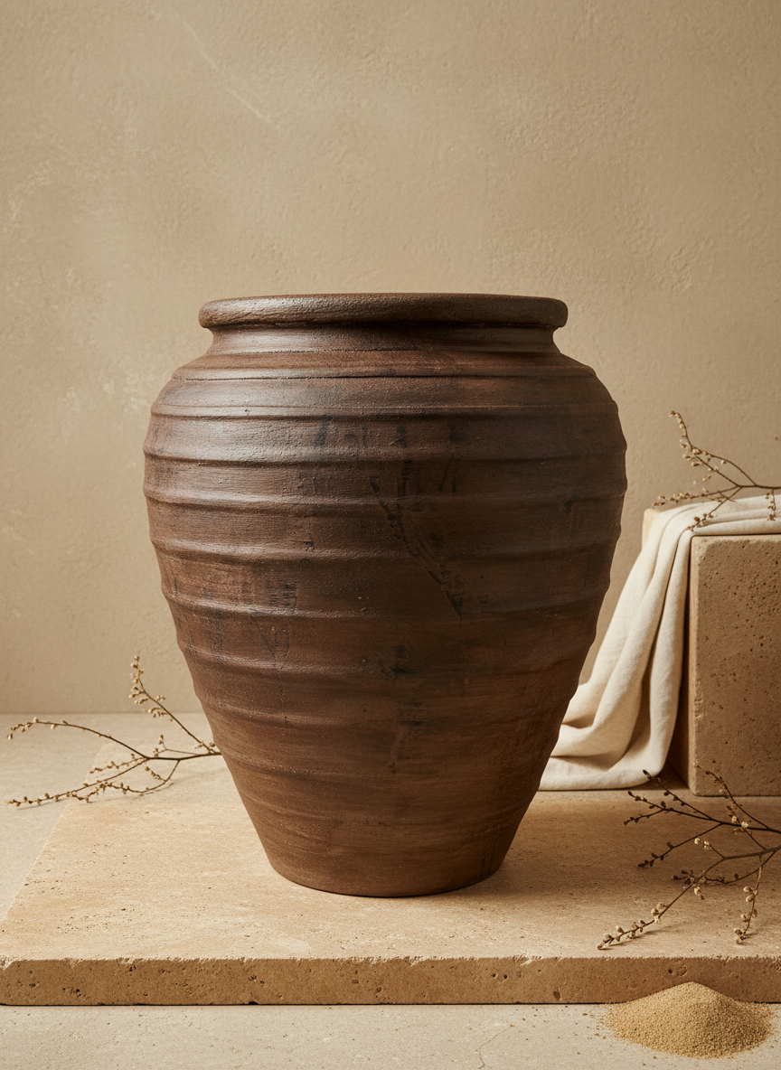 Vaso terracota artesanal Rústico E, feito em Portugal. Decoração minimalista, rústico, mediterrânico, farmhouse e cottage. Decoração de interiores; Design biofílico; Decoração sustentável