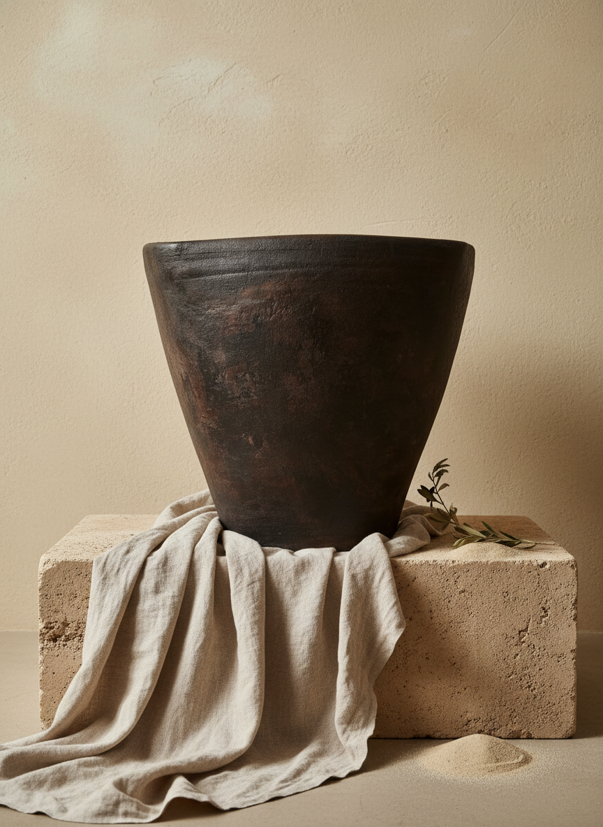 Vaso terracota artesanal RÚSTICO S feito à mão em Portugal. Estilos minimalista, rústico, mediterrânico, Japandi, wabi-sabi e farmehouse. Decoração de interiores; design biofílico;