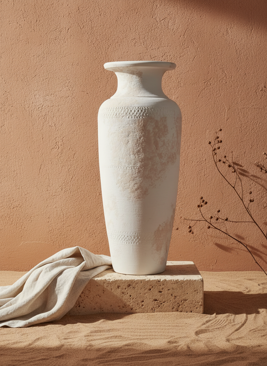 Vaso terracota artesanal EXC 3, handmade em Portugal. Decoração orgânica; wabi-sabi, farmhouse, Japandi, minimalista, mediterrânica, cottagecore e moderno. Design de interiores sustentável; design biofílico;