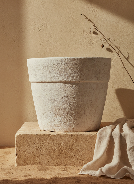 Vaso terracota artesanal EXC 4, feito à mão em Portugal. Decoração wabi-sabi, farmhouse, Japandi, minimalista, mediterrânica, cottagecore e moderno. Decoração orgânica sustentável; design biofílico;