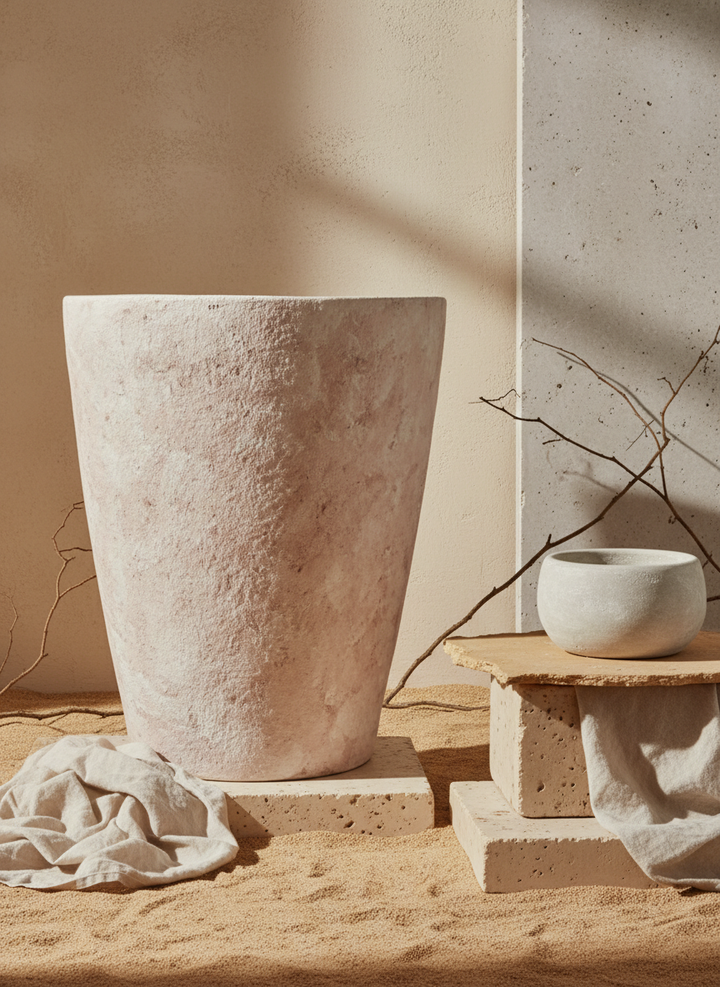 Vaso terracota artesanal EXC 6, handmade em Portugal, decoração wabi-sabi, farmhouse, Japandi, minimalista, mediterrânica, cottagecore e moderno. Decoração sustentável e design de interiores; design biofílico;