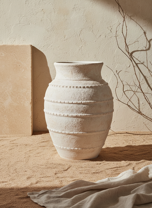 Vaso terracota artesanal LAMOUR C feito à mão Portugal. Decoração e design de interiores; decoração e design biofílico; Decoração minimalista, wabi-sabi, rústica, mediterrânico e farmehouse.