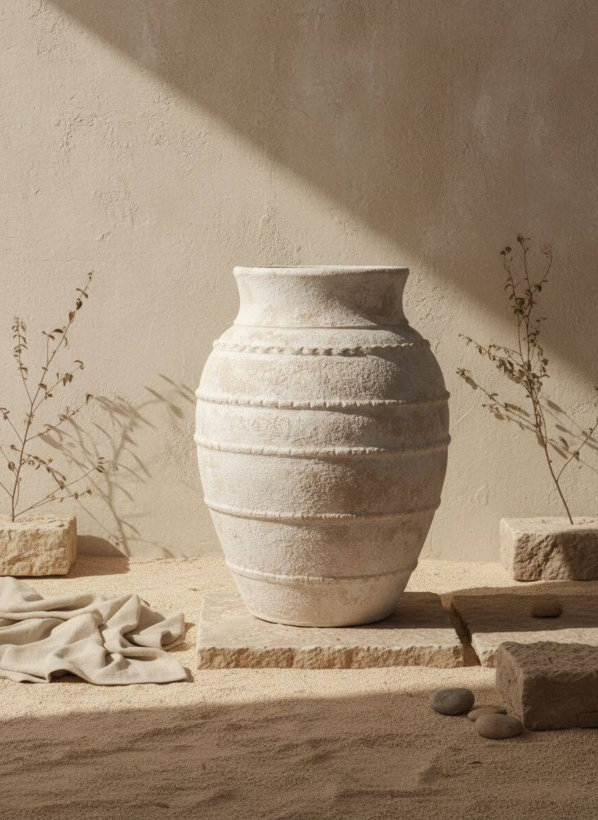 Vaso terracota artesanal LAMOUR C feito à mão Portugal. Decoração e design de interiores; decoração e design biofílico; Decoração minimalista, wabi-sabi, rústica, mediterrânico e farmehouse.
