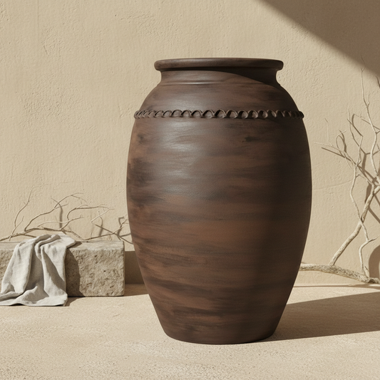 Vaso terracota artesanal Exclusivo X.2, feito à mão Portugal. Decoração Orgânica; Design biofílico; Decoração sustentável; Decoração estilo wabi-sabi, minimalista, rústico, mediterrânico, Japandi e farmehouse. Decoração de interiores;