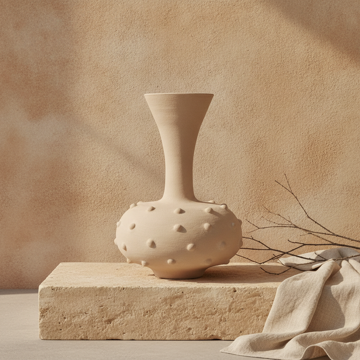 Vaso terracota artesanal EXC 20, handmade em Portugal. Decoração wabi-sabi, farmhouse, Japandi, minimalista, mediterrânica, cottagecore e moderno. Design de interiores sustentável; design biofílico. Decoração orgânica;
