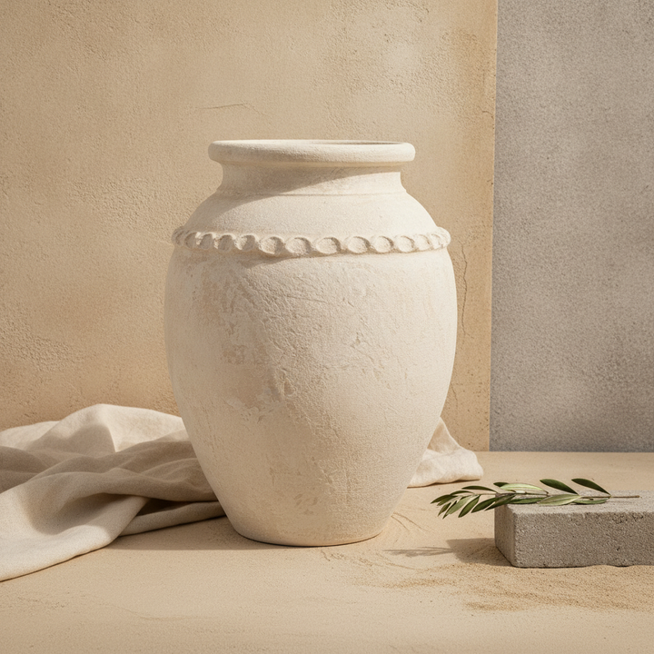 Vaso terracota artesanal Tamar J feito à mão Portugal. Decoração organica em terracota; Decoração estilo wabi-sabi, minimalista, rústico, mediterrânico, Japandi e farmehouse. Decoração de interiores; Design biofílico; Decoração sustentável