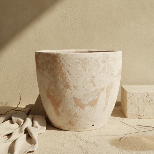 Vaso terracota artesanal Nahura A, handmade. Made in Portugal. Vasos de terracota gigantes. Decoração Orgânica. decoração wabi-sabi, minimalista, rústico, mediterrânico, e outras. Decoração e design de interiores; decoração e design biofílico;