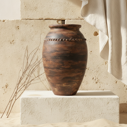 Vaso terracota artesanal Exclusivo X.2, feito à mão Portugal. Decoração Orgânica; Design biofílico; Decoração sustentável; Decoração estilo wabi-sabi, minimalista, rústico, mediterrânico, Japandi e farmehouse. Decoração de interiores;