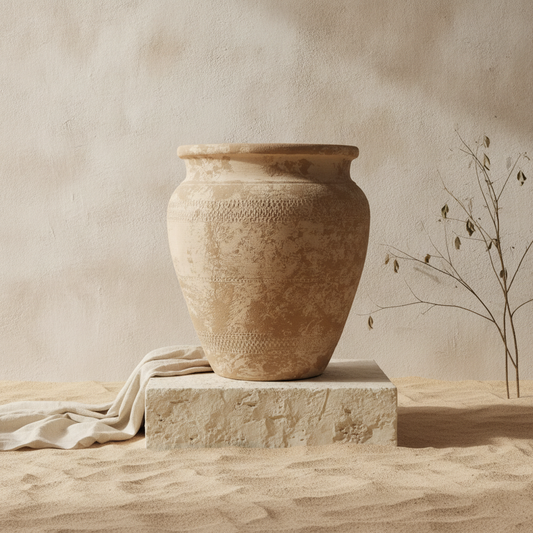 Vaso terracota artesanal Alura D made in Portugal. Organic Decor; Decoração wabi-sabi, minimalista, rústico, mediterrânico, e outras. Decoração e design de interiores; decoração e design biofílico;