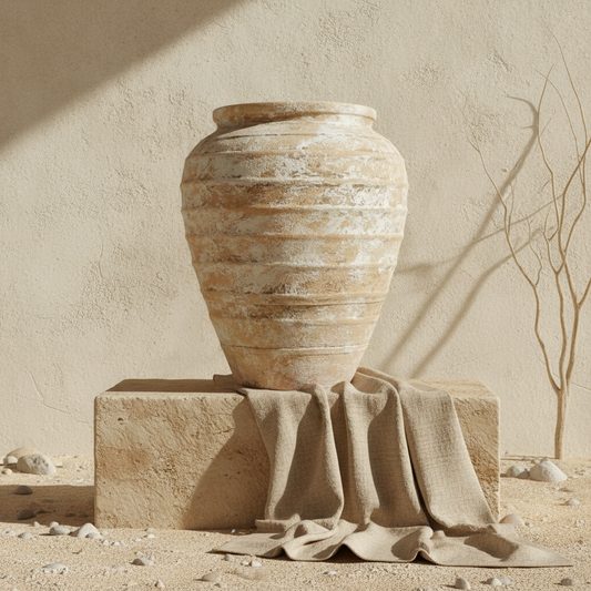 Vaso terracota artesanal EXC 35, handcrafted em Portugal. Design de interiores sustentável; design biofílico; Decoração orgânica; Decoração wabi-sabi, farmhouse, Japandi, minimalista, mediterrânica. Organic Decor;