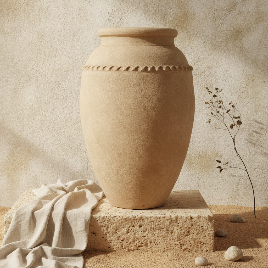 Vaso terracota artesanal Tamar M feito à mão Portugal. Decoração de interiores; Decoração Orgânica; Design biofílico; Decoração sustentável; Decoração estilo wabi-sabi, minimalista, rústico, mediterrânico, Japandi e farmehouse.