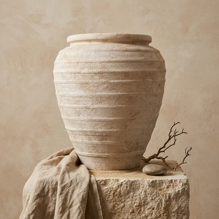Organic Decor; Vaso terracota artesanal Marua Q, Decoração sustentável e design de interiores; design biofílico; MADE IN Portugal. Vaso de barrro grande. Decoração orgânica; Estilo wabi-sabi, minimalista, rústico, mediterrânico, moderno e outras.
