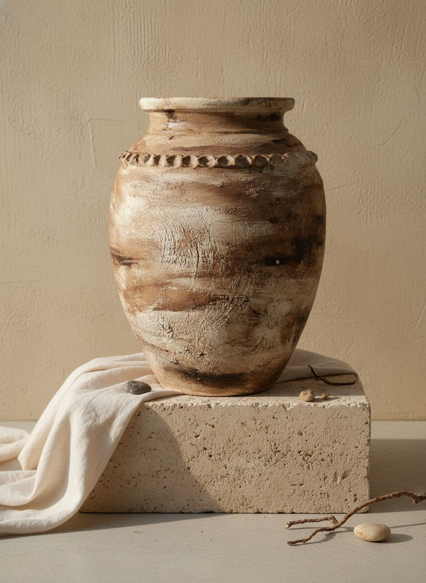 Vaso terracota artesanal RÚSTICO D feito à mão Portugal, estilo wabi-sabi, minimalista, rústico, mediterrânico, Japandi e farmehouse. Decoração de interiores; design biofílico;