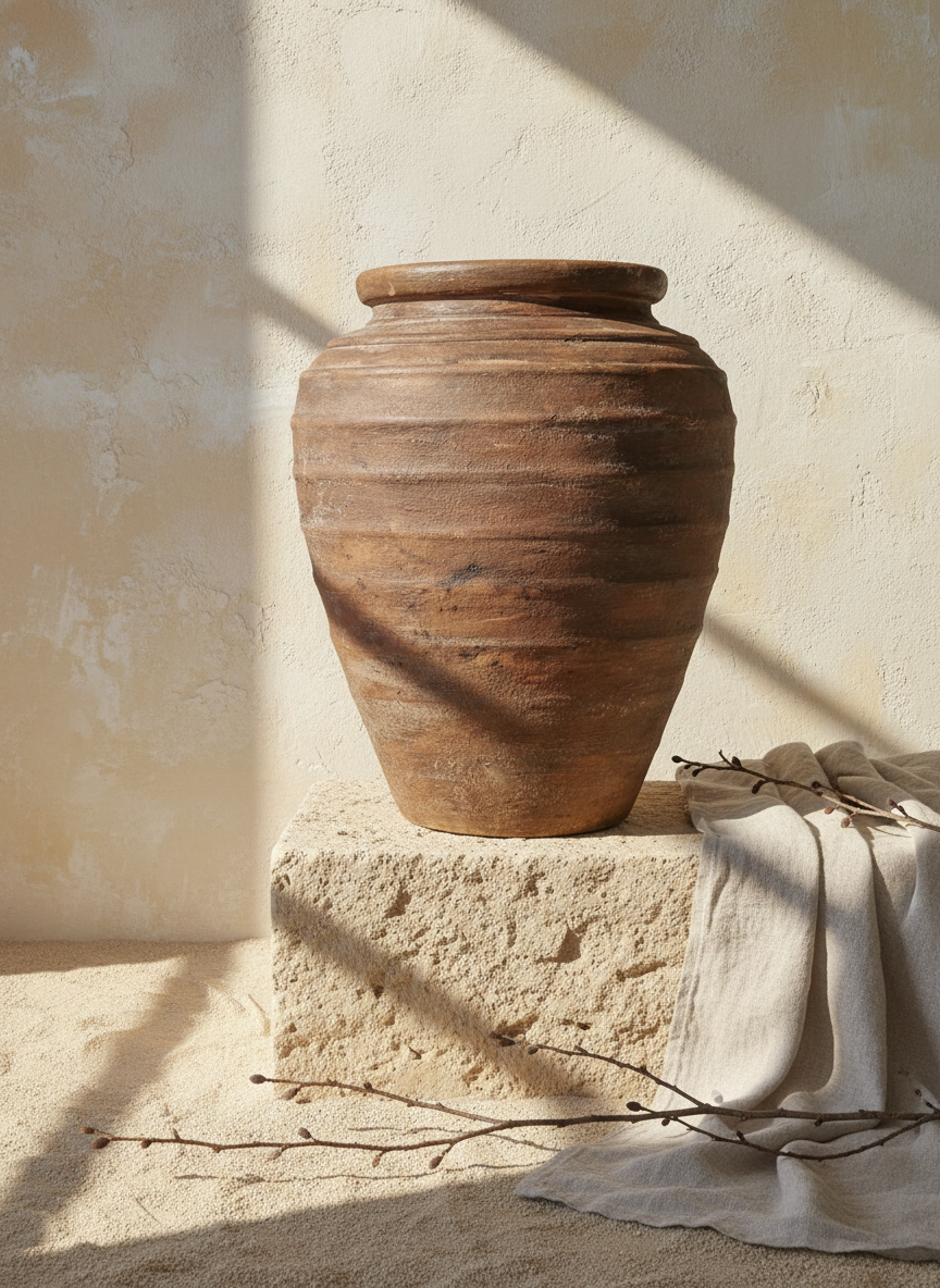 Vaso terracota artesanal RÚSTICO I feito à mão Portugal. Estilos cottagecore, rústico, mediterrânico, Japandi, estilo wabi-sabi e farmehouse. Decoração de interiores; design biofílico;