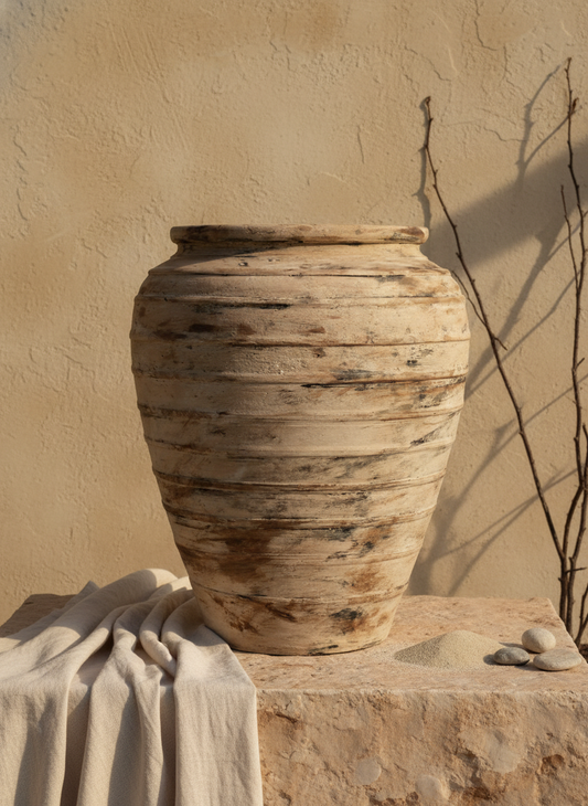 Vaso terracota artesanal Rústico J, feito à mão em Portugal. Decoração rústica e cottagecore. Inspiração mediterrânica e farmhouse. Decoração de interiores; Design biofílico; Decoração sustentável