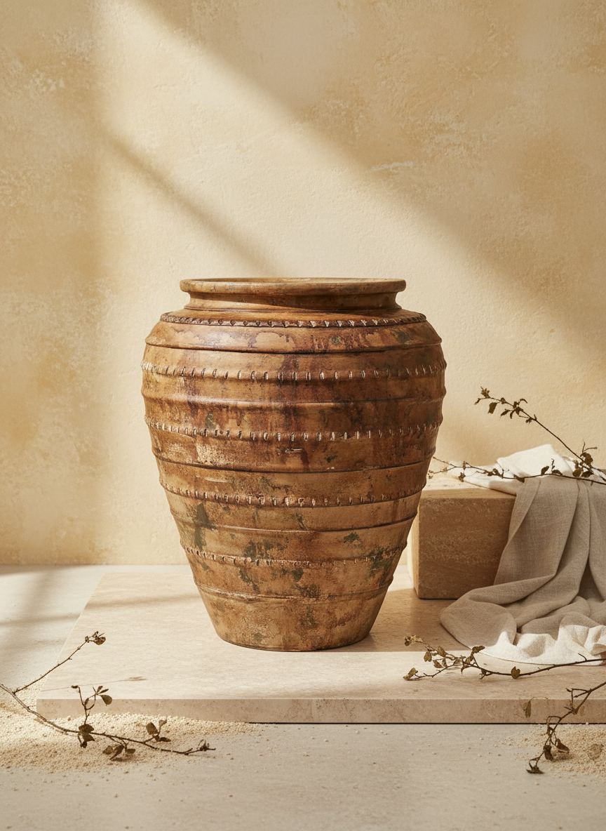 Vaso terracota artesanal Rústico B, feito à mão em Portugal. Decoração minimalista, rústico, mediterrânico, farmhouse e cottage. Decoração de interiores; Design biofílico; Decoração sustentável