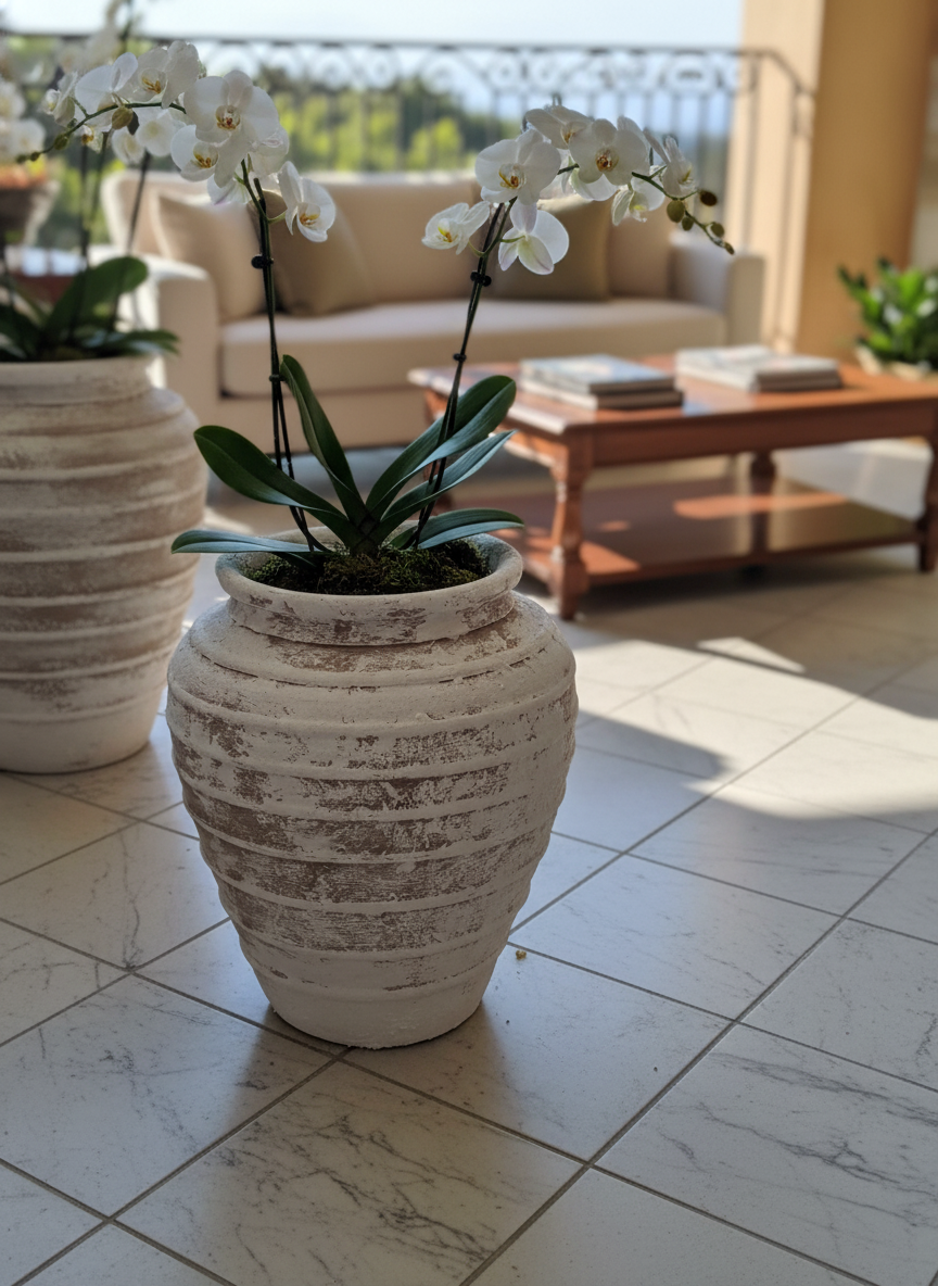 Vaso terracota artesanal Marua H, feito à mão Portugal. Decoração sustentável. Estilo wabi-sabi, minimalista, rústico, mediterrânico, e outras. Design de interiores; design biofílico;