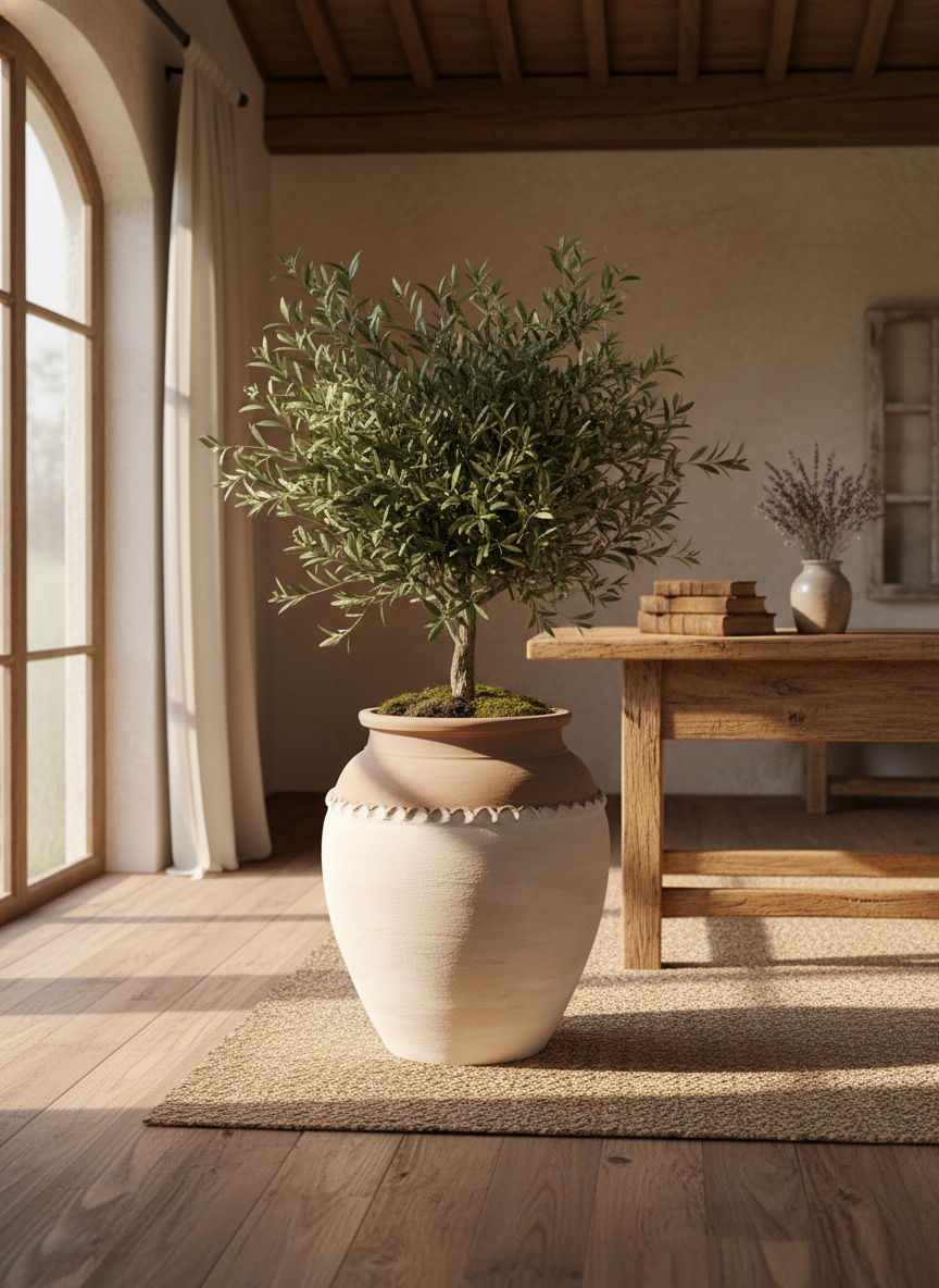 Vaso terracota artesanal Tamar D feito à mão Portugal. Design biofílico; Decoração estilo wabi-sabi, minimalista, rústico, mediterrânico, Japandi e farmehouse. Decoração de interiores;  