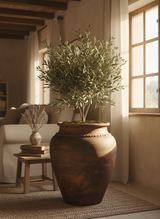 Vaso terracota artesanal Kora J, feito  em Portugal. Decoração sustentável nos estilos Japandi, minimalista, rústico, mediterrânico, farmhouse e cottage. Decoração de interiores; Design biofílico; 