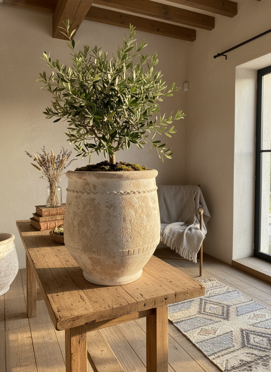 Vaso terracota artesanal Alba F feito à mão Portugal. Decoração Wabi-sabi, minimalista, rústico, farmhouse e moderno. Decoração e design de interiores; design biofílico; decoração sustentável.