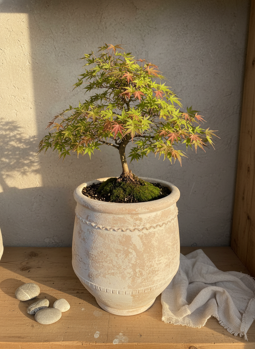Vaso terracota artesanal Alba F feito à mão Portugal. Decoração Wabi-sabi, minimalista, rústico, farmhouse e moderno. Decoração e design de interiores; design biofílico; decoração sustentável.