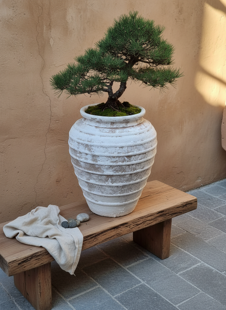 Vaso terracota artesanal Marua H, feito à mão Portugal. Decoração sustentável. Estilo wabi-sabi, minimalista, rústico, mediterrânico, e outras. Design de interiores; design biofílico;