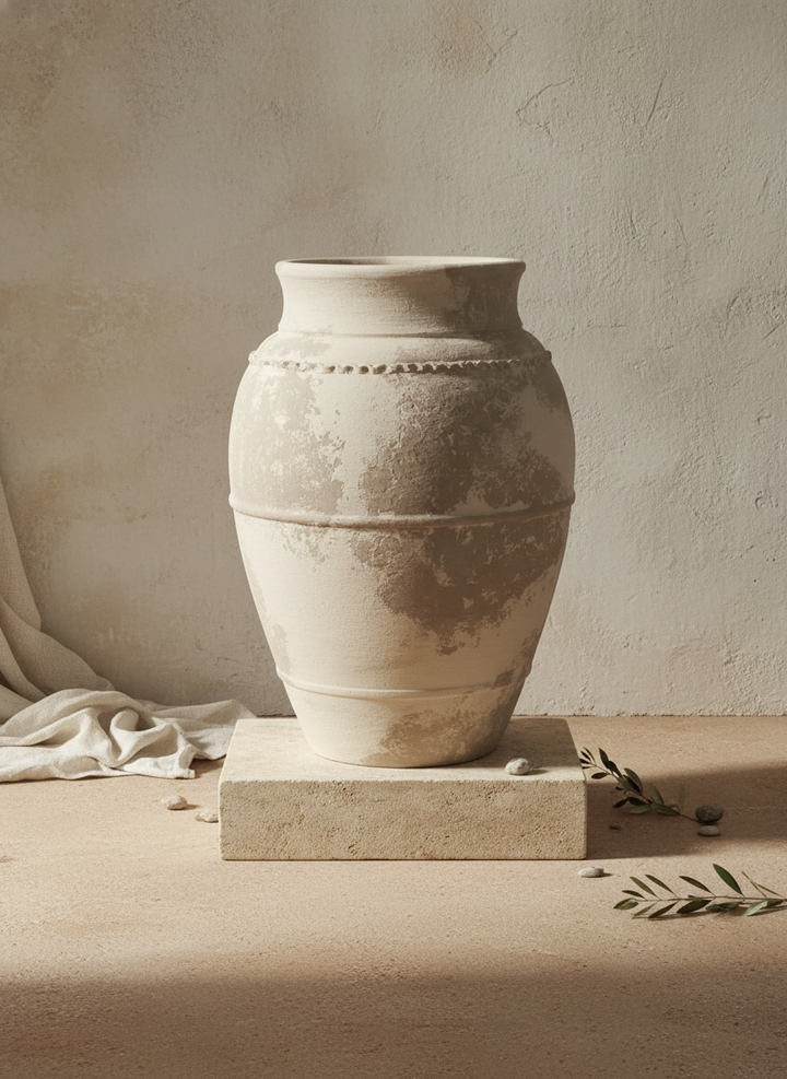 Vaso terracota artesanal LAMOUR E feito à mão Portugal. Decoração sustentável; Design de interiores; decoração e design biofílico; Decoração minimalista, wabi-sabi, rústica, mediterrânico e farmehouse. 