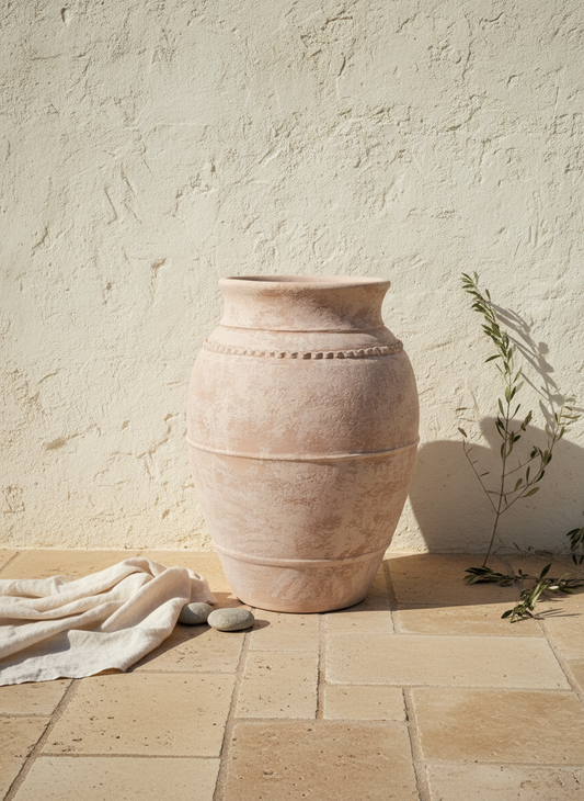 Vaso terracota artesanal LAMOUR A feito à mão Portugal; Decoração e design de interiores; decoração e design biofílico; Decoração minimalista, wabi-sabi, rústica, mediterrânico e farmehouse. Decoração sustentável;