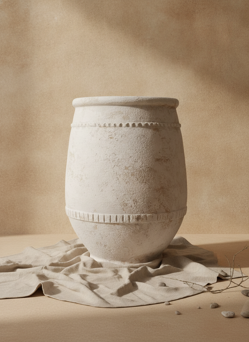 Vaso terracota artesanal Alba G feito à mão Portugal. Decoração Wabi-sabi, minimalista, rústico, farmhouse e moderno. Design de interiores; design biofílico; decoração sustentável.