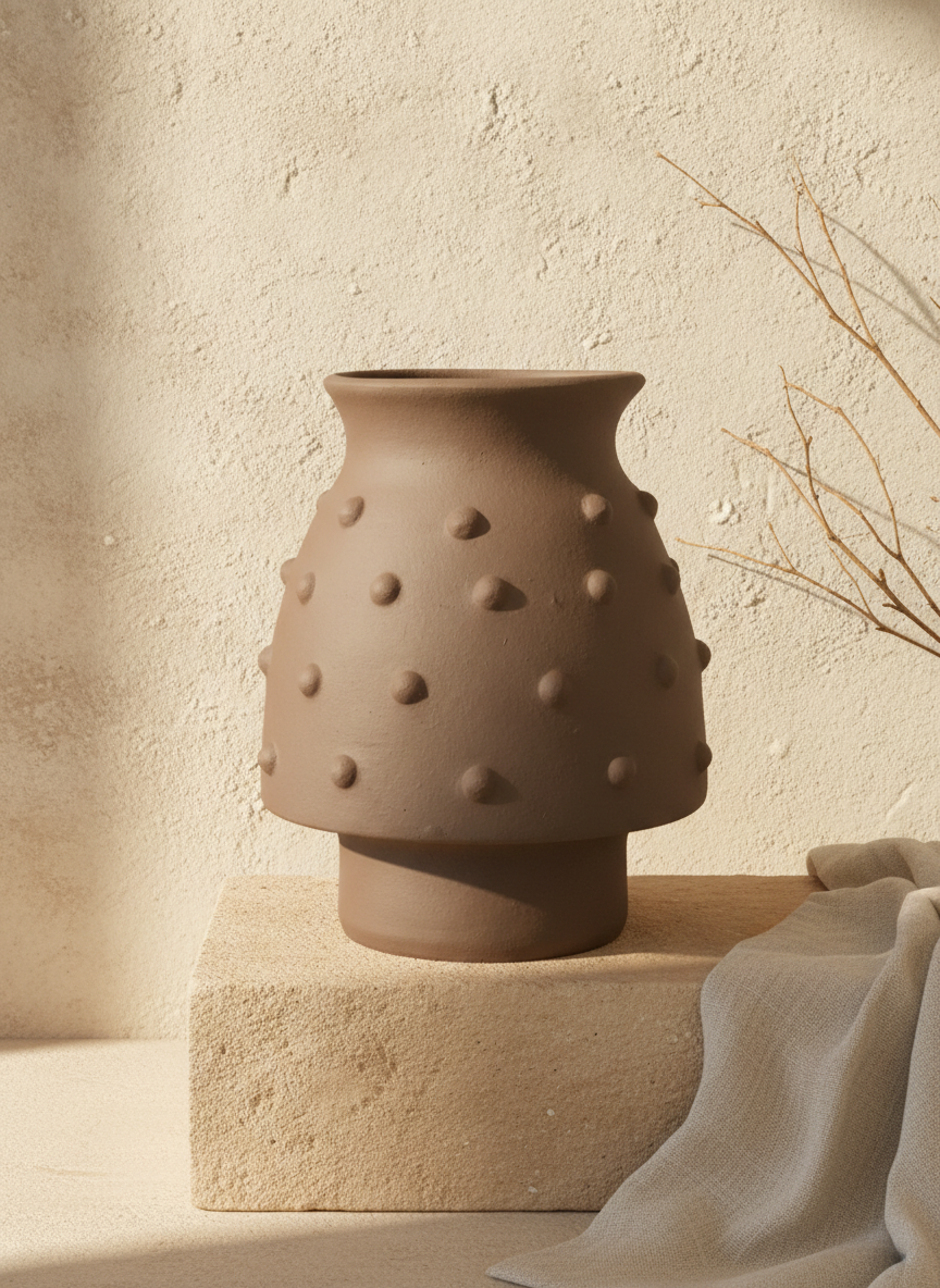 Vaso terracota artesanal  EXC 29, handmade em Portugal.  Decoração orgânica. Decoração minimalista, mediterrânica, cottagecore e moderno.  Decoração orgânica sustentável; design biofílico;