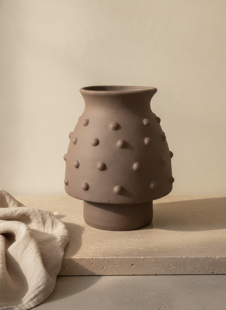 Vaso terracota artesanal  EXC 29, handmade em Portugal.  Decoração orgânica. Decoração minimalista, mediterrânica, cottagecore e moderno.  Decoração orgânica sustentável; design biofílico;