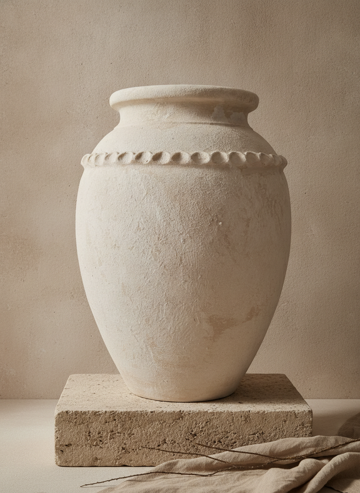 Vaso terracota artesanal Tamar J feito à mão Portugal. Decoração organica em terracota; Decoração estilo wabi-sabi, minimalista, rústico, mediterrânico, Japandi e farmehouse. Decoração de interiores;  Design biofílico; Decoração sustentável