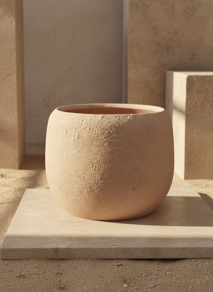 Vaso terracota artesanal  EXC 14, handmade em Portugal. Decoração wabi-sabi, farmhouse, Japandi, minimalista, mediterrânica, cottagecore e moderno. Design de interiores, decoração sustentável; design biofílico;
