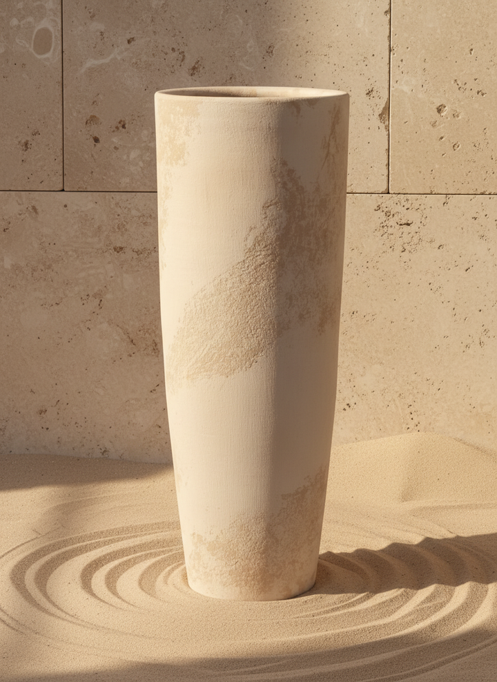 Vaso terracota artesanal  EXC 11, handmade em Portugal. Decoração wabi-sabi, farmhouse, Japandi, minimalista, mediterrânica, cottagecore e moderno. Design sustentável; design biofílico;
