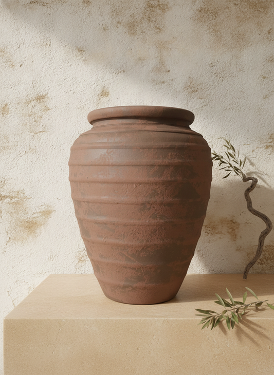 Vaso terracota artesanal  EXC 31, handmade em Portugal. Design de interiores sustentável; design biofílico; Decoração orgânica; Decoração wabi-sabi, farmhouse, Japandi, minimalista, mediterrânica. 